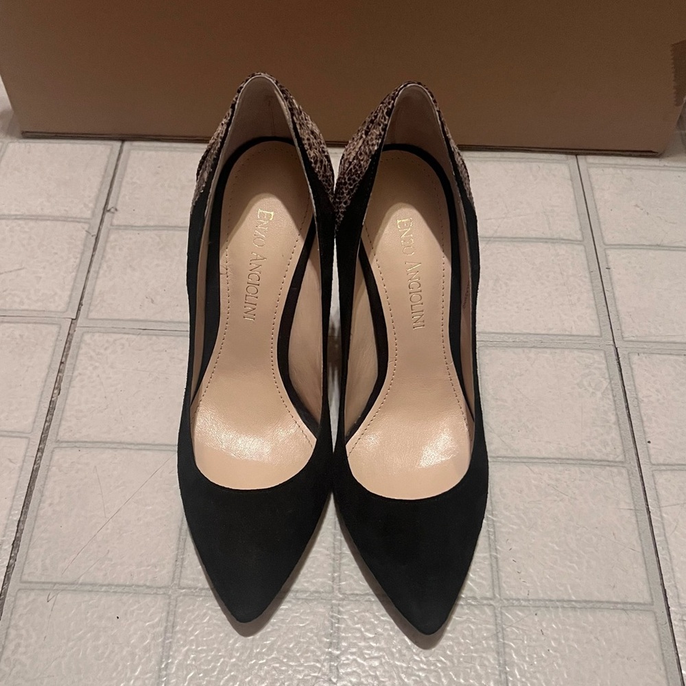 Enzo Angiolini Black Suede & Python High Heels, 5… - image 5